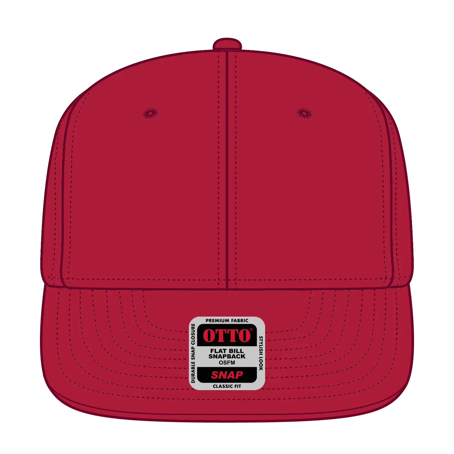 OTTO 125-978 ’OTTO Snap’ 6 Panel Pro Style Snapback Cap - Red - Red / 6 1/2’’ - 7 5/8’’