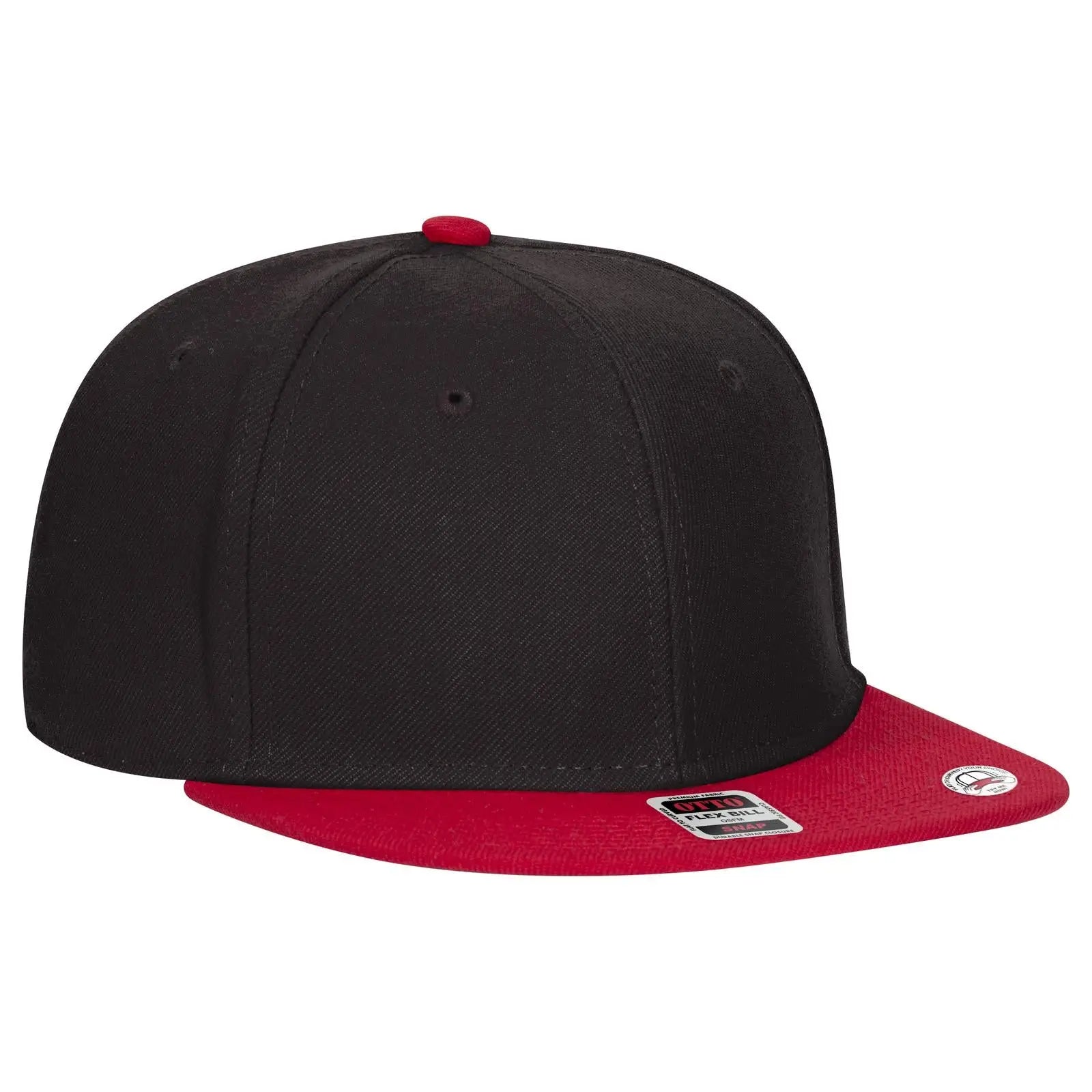 OTTO 125-978 ’OTTO Snap’ 6 Panel Pro Style Snapback Cap - Red/Blk/Blk - Red/Blk/Blk / 6 1/2’’ - 7 5/8’’