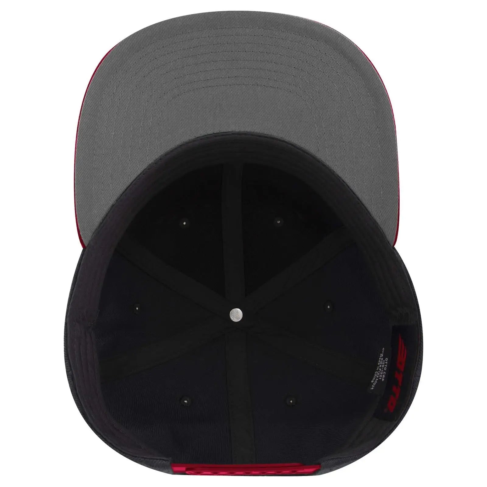 OTTO 125-978 ’OTTO Snap’ 6 Panel Pro Style Snapback Cap - Red/Blk/Blk - Red/Blk/Blk / 6 1/2’’ - 7 5/8’’