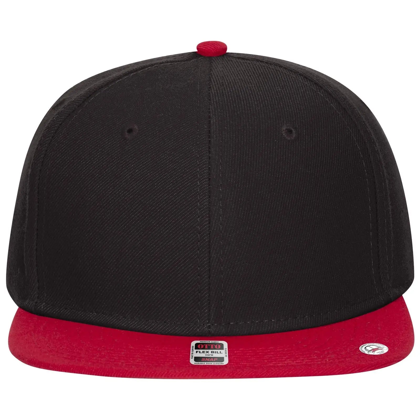 OTTO 125-978 ’OTTO Snap’ 6 Panel Pro Style Snapback Cap - Red/Blk/Blk - Red/Blk/Blk / 6 1/2’’ - 7 5/8’’