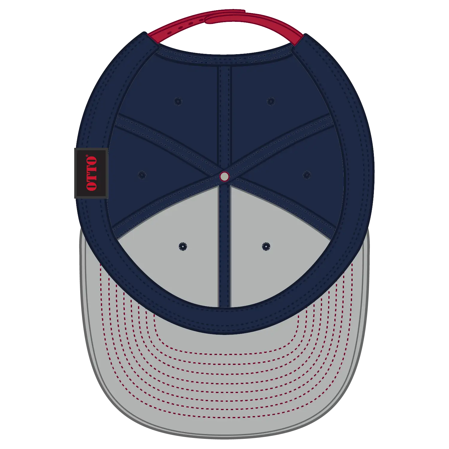 OTTO 125-978 ’OTTO Snap’ 6 Panel Pro Style Snapback Cap - Red/Nvy/Nvy - Red/Nvy/Nvy / 6 1/2’’ - 7 5/8’’