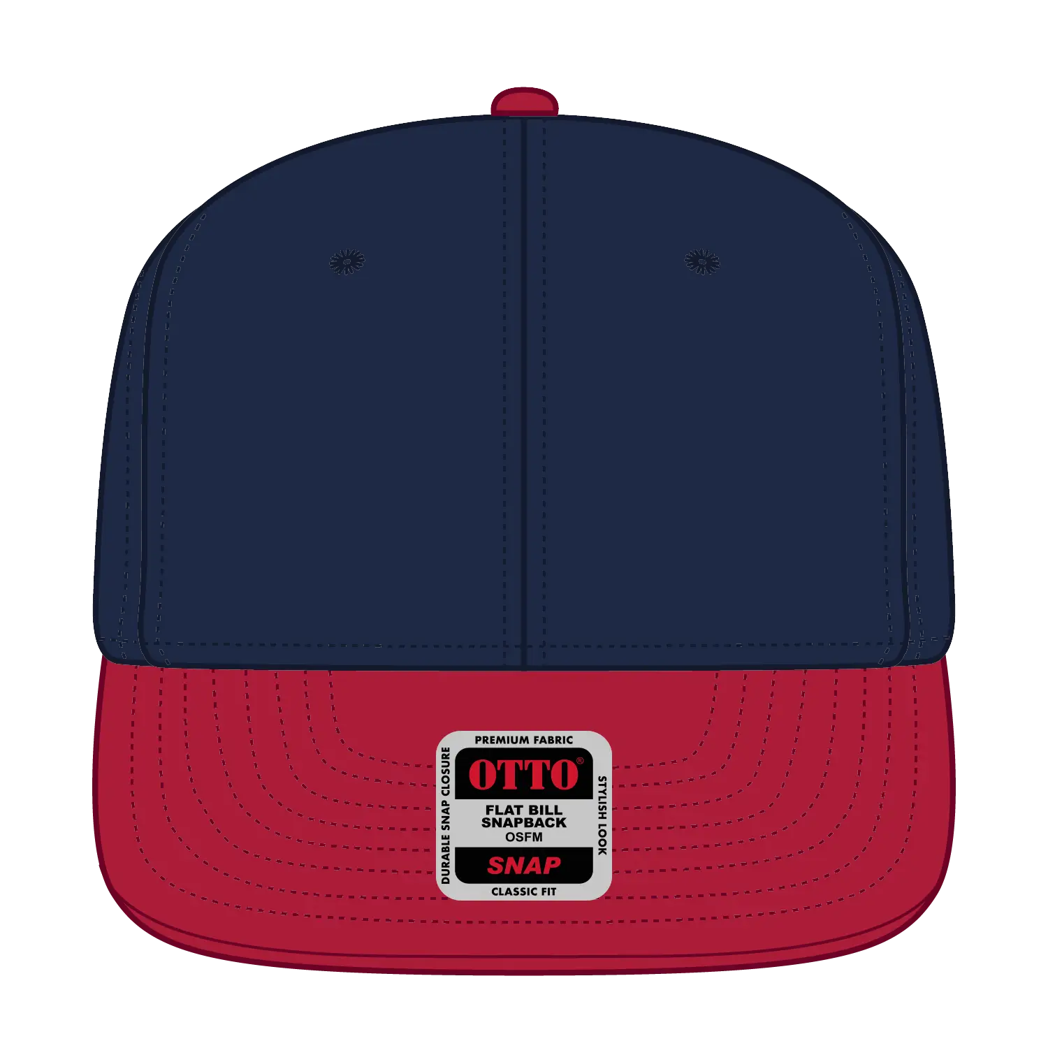 OTTO 125-978 ’OTTO Snap’ 6 Panel Pro Style Snapback Cap - Red/Nvy/Nvy - Red/Nvy/Nvy / 6 1/2’’ - 7 5/8’’