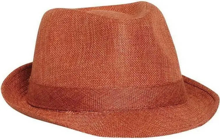 OTTO 128-1072 100% Polyester Imitation Linen Fedora - Heather Orange - Gray Orange / M