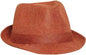 OTTO 128-1072 100% Polyester Imitation Linen Fedora - Heather Orange - Gray Orange / M