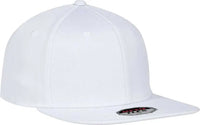 OTTO 13-1156 Stretchable Wool Blend Twill Square Flat Visor Flex 6 Panel Pro Style Baseball Cap - White - White / S/M