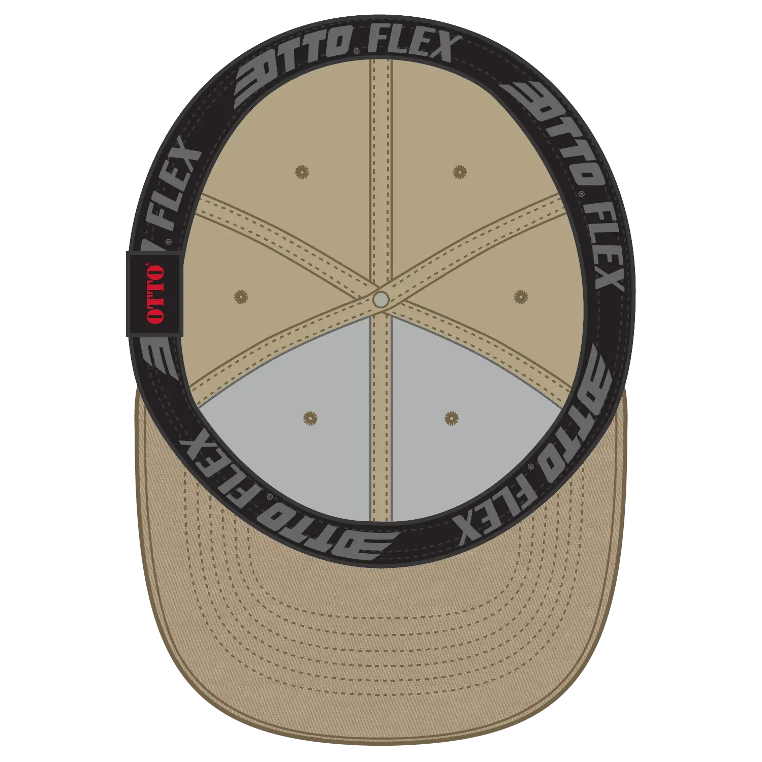 OTTO 13-725 ’OTTO Flex’ Fitted 6 Panel Mid Profile Flat Visor Baseball Cap - Khaki