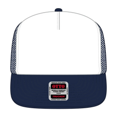 OTTO 132-1037 ’OTTO Snap’ 5 Panel High Crown Mesh Back Trucker Snapback Cap - Nvy/Wht/Nvy - Nvy/Wht/Nvy / 6 1/2’’ - 7