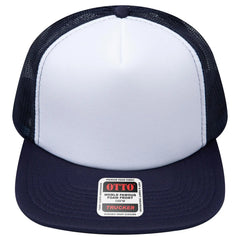 OTTO 132-1037 ’OTTO Snap’ 5 Panel High Crown Mesh Back Trucker Snapback Cap - Nvy/Wht/Nvy - Nvy/Wht/Nvy / 6 1/2’’ - 7