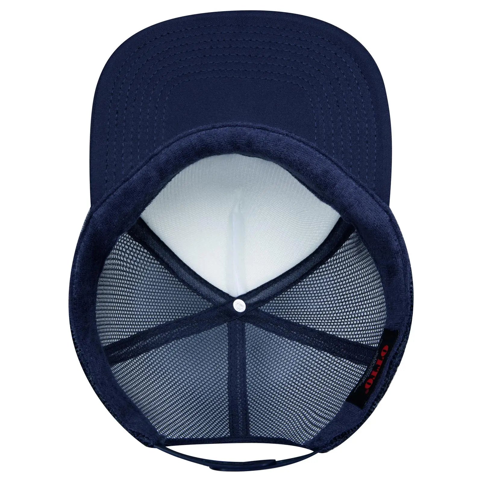 OTTO 132-1037 ’OTTO Snap’ 5 Panel High Crown Mesh Back Trucker Snapback Cap - Nvy/Wht/Nvy - Nvy/Wht/Nvy / 6 1/2’’ - 7