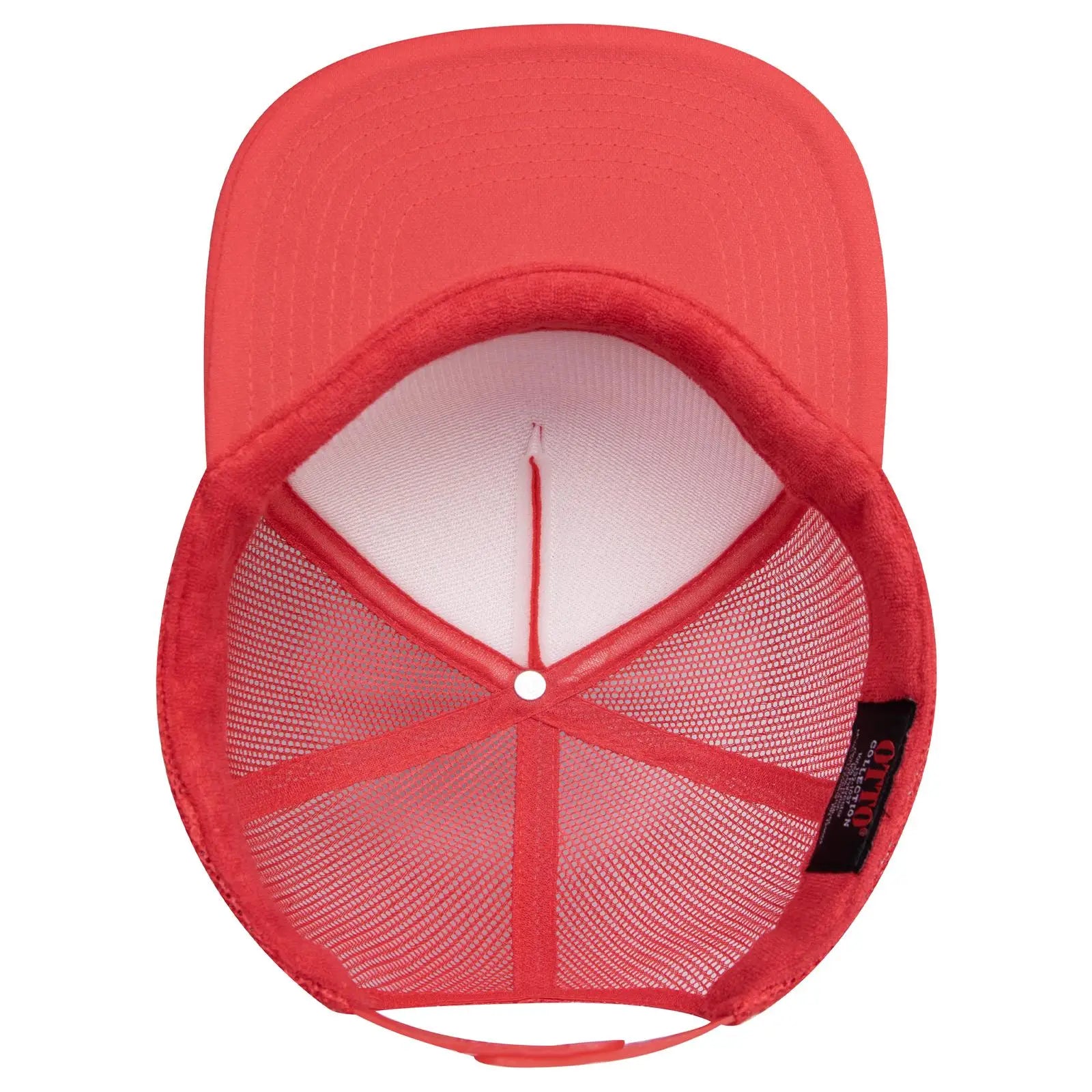 OTTO 132-1037 ’OTTO Snap’ 5 Panel High Crown Mesh Back Trucker Snapback Cap - Red - Red / 6 1/2’’ - 7 5/8’’