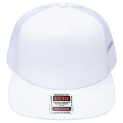 OTTO 132-1037 ’OTTO Snap’ 5 Panel High Crown Mesh Back Trucker Snapback Cap - White - White / 6 1/2’’ - 7 5/8’’