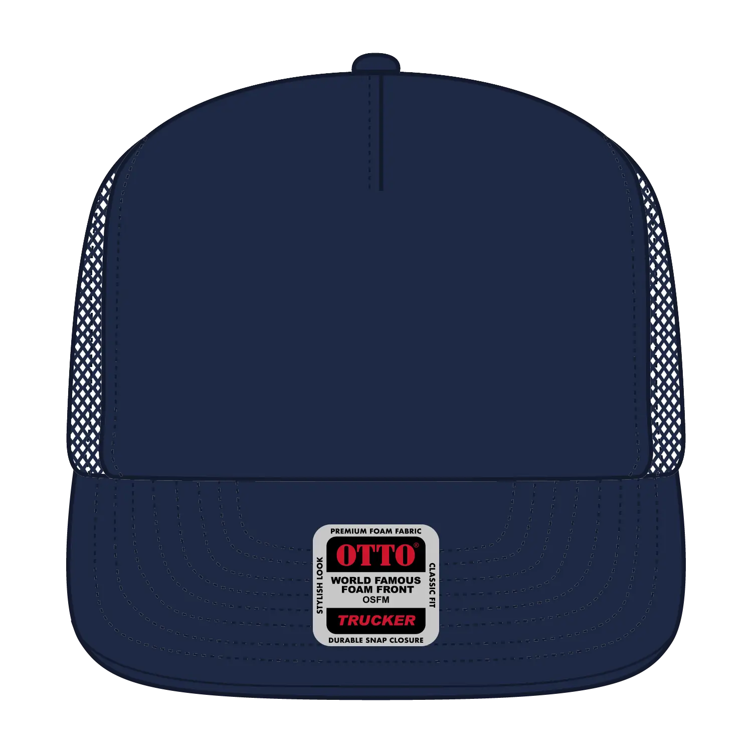 OTTO 132-1037 ’OTTO Snap’ 5 Panel High Crown Mesh Back Trucker Snapback Cap - Navy - Navy / 6 1/2’’ - 7 5/8’’