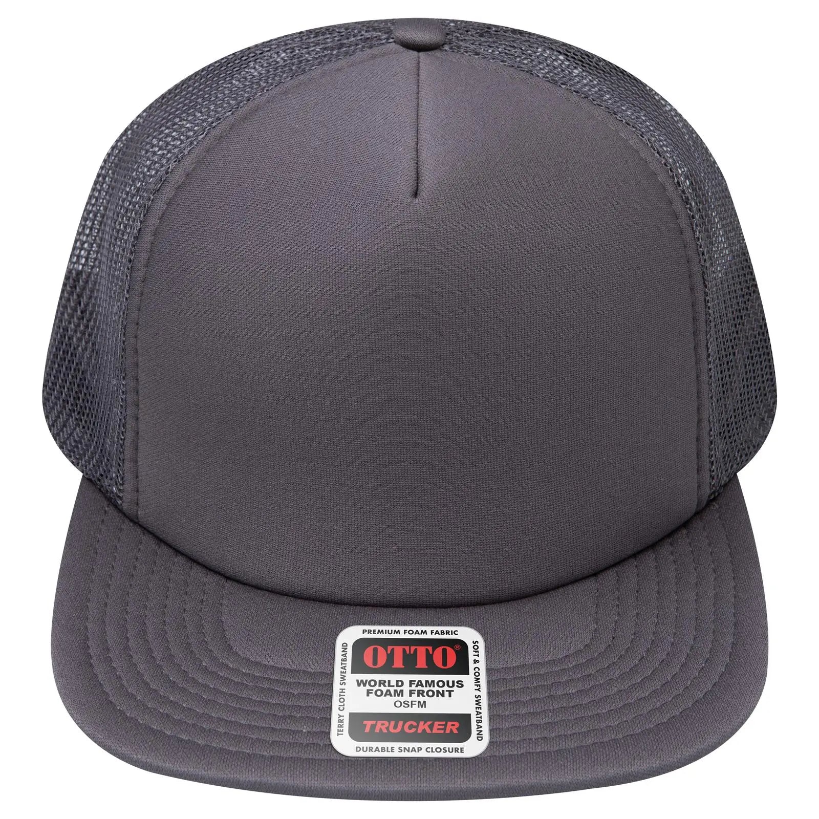 OTTO 132-1037 ’OTTO Snap’ 5 Panel High Crown Mesh Back Trucker Snapback Cap - Char. Gray - Char. Gray / 6 1/2’’ - 7