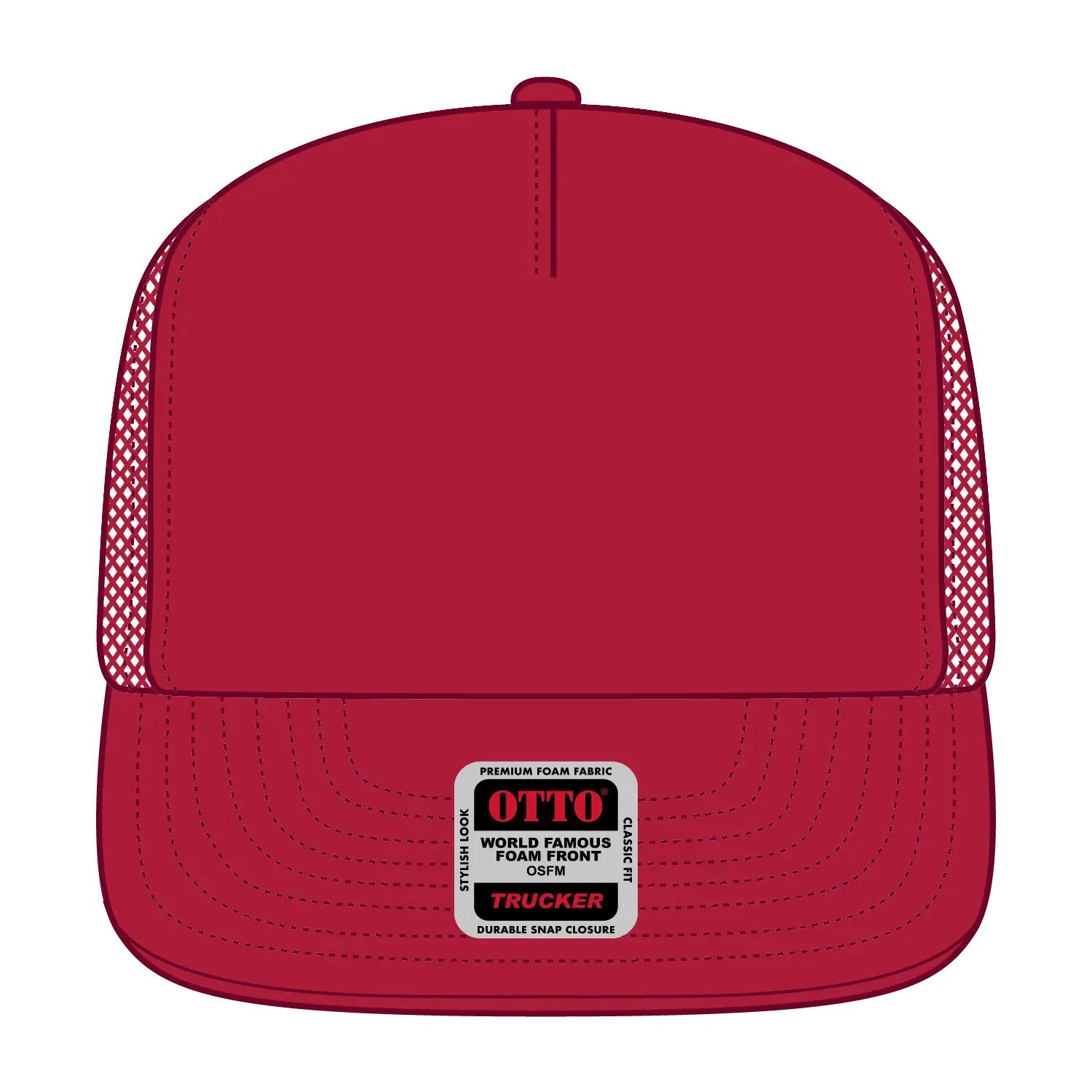 OTTO 132-1037 ’OTTO Snap’ 5 Panel High Crown Mesh Back Trucker Snapback Cap - Red - Red / 6 1/2’’ - 7 5/8’’