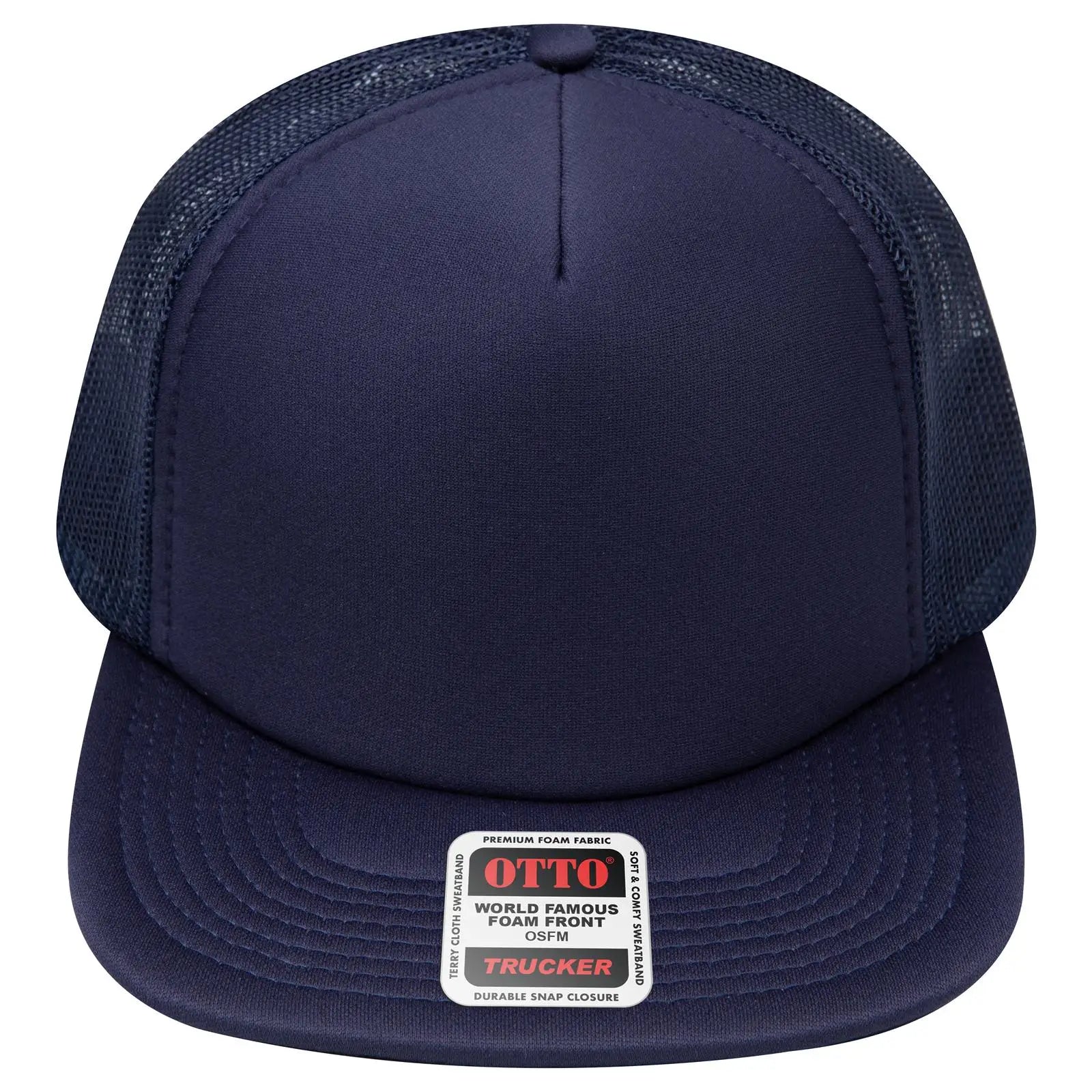 OTTO 132-1037 ’OTTO Snap’ 5 Panel High Crown Mesh Back Trucker Snapback Cap - Navy - Navy / 6 1/2’’ - 7 5/8’’