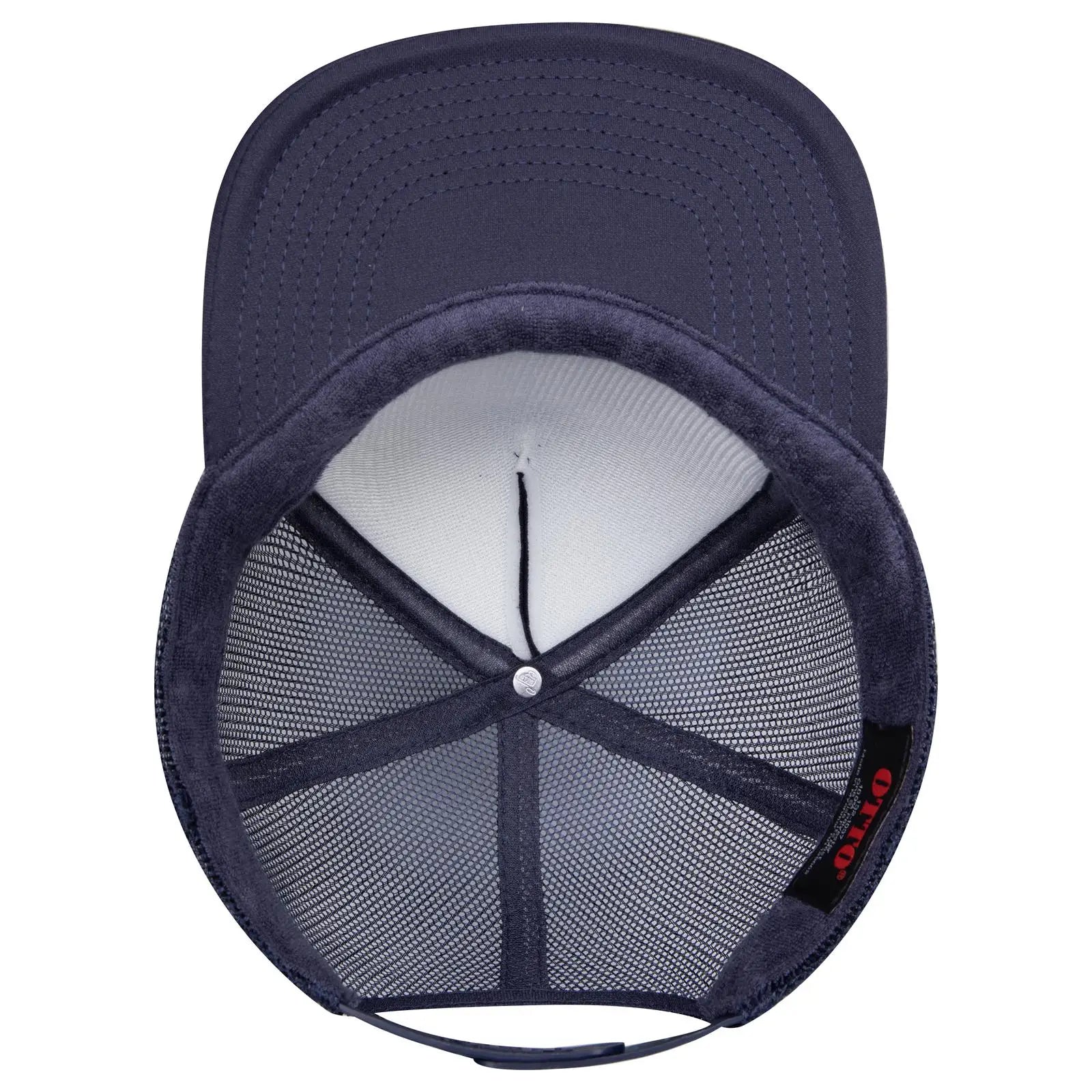 OTTO 132-1037 ’OTTO Snap’ 5 Panel High Crown Mesh Back Trucker Snapback Cap - Navy - Navy / 6 1/2’’ - 7 5/8’’