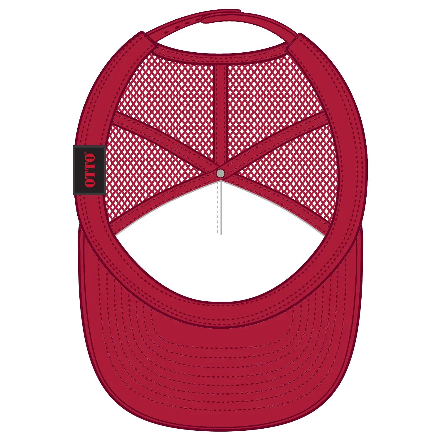 OTTO 132-1037 ’OTTO Snap’ 5 Panel High Crown Mesh Back Trucker Snapback Cap - Red - Red / 6 1/2’’ - 7 5/8’’