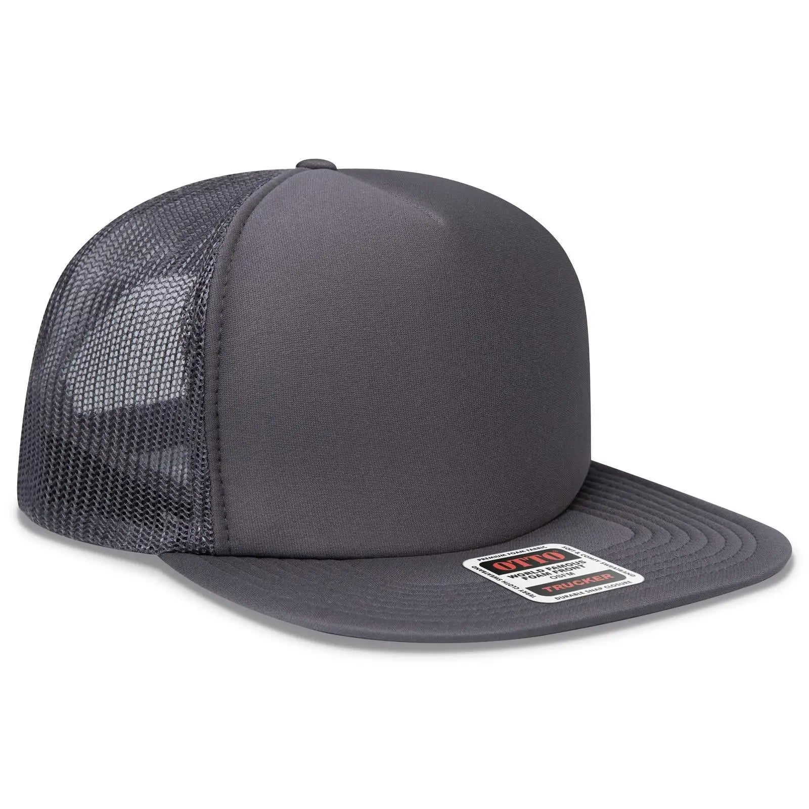 OTTO 132-1037 ’OTTO Snap’ 5 Panel High Crown Mesh Back Trucker Snapback Cap - Char. Gray - Char. Gray / 6 1/2’’ - 7