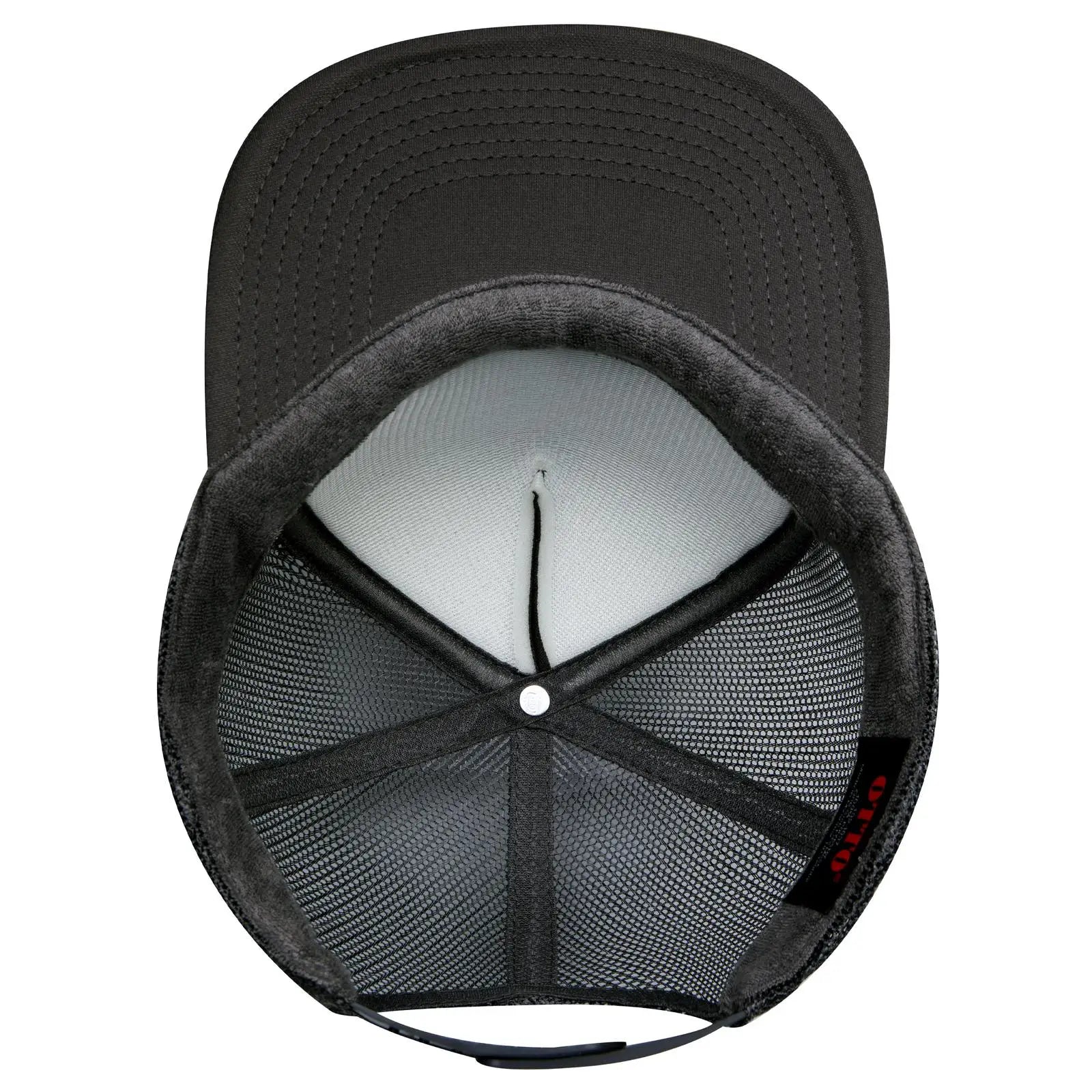 OTTO 132-1037 ’OTTO Snap’ 5 Panel High Crown Mesh Back Trucker Snapback Cap - Black - Black / 6 1/2’’ - 7 5/8’’