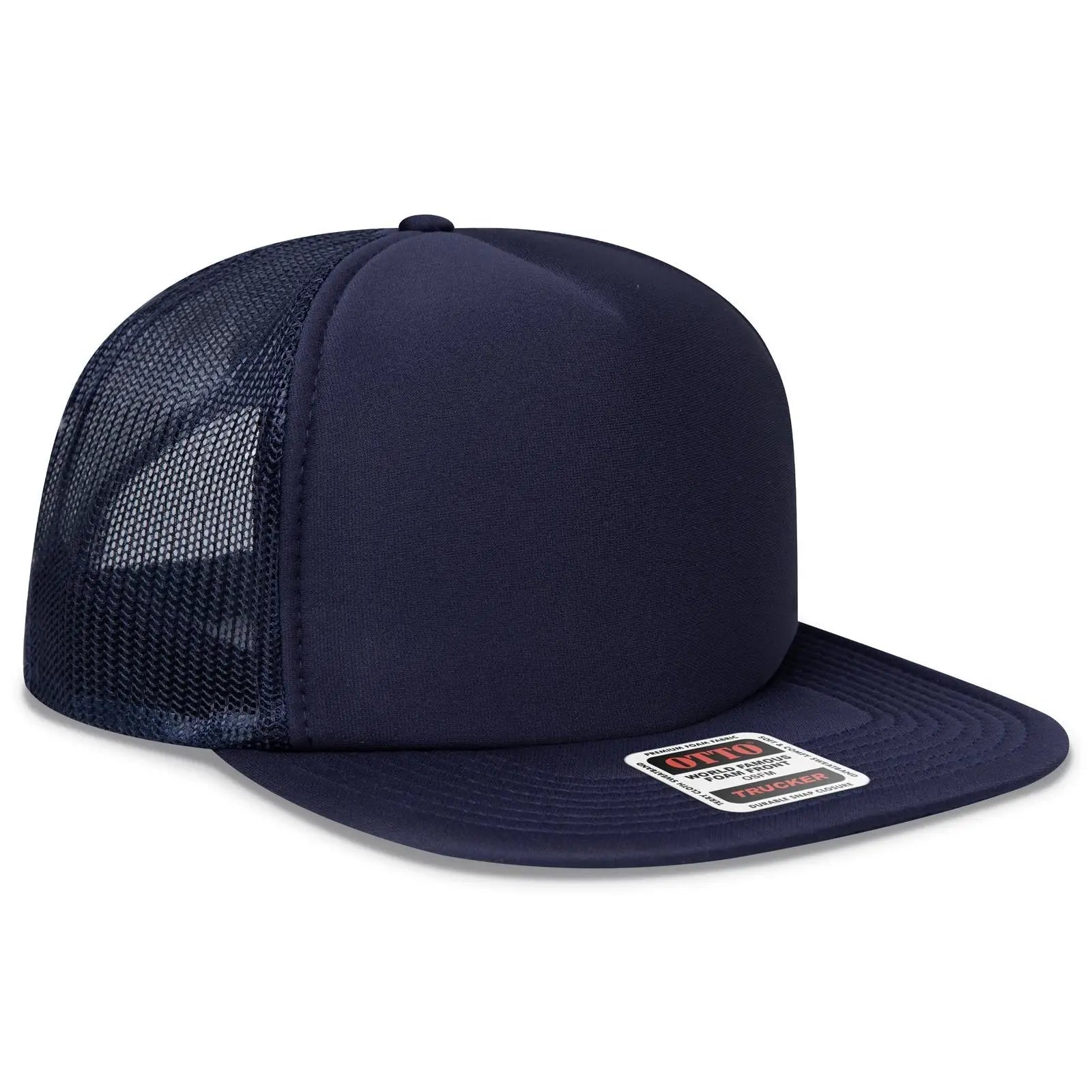 OTTO 132-1037 ’OTTO Snap’ 5 Panel High Crown Mesh Back Trucker Snapback Cap - Navy - Navy / 6 1/2’’ - 7 5/8’’