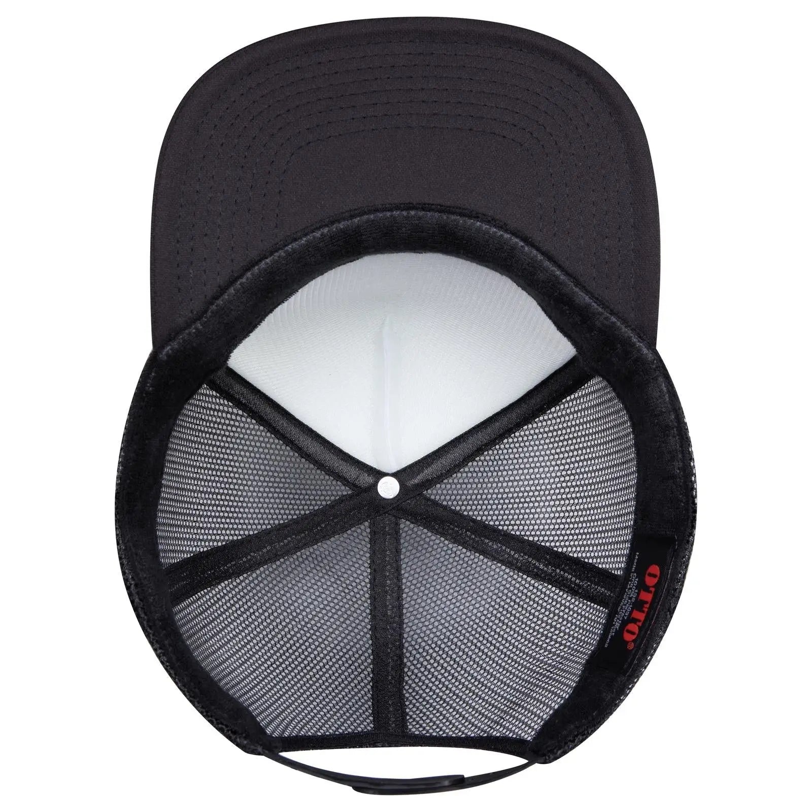 OTTO 132-1037 ’OTTO Snap’ 5 Panel High Crown Mesh Back Trucker Snapback Cap - Blk/Wht/Blk - Blk/Wht/Blk / 6 1/2’’ - 7