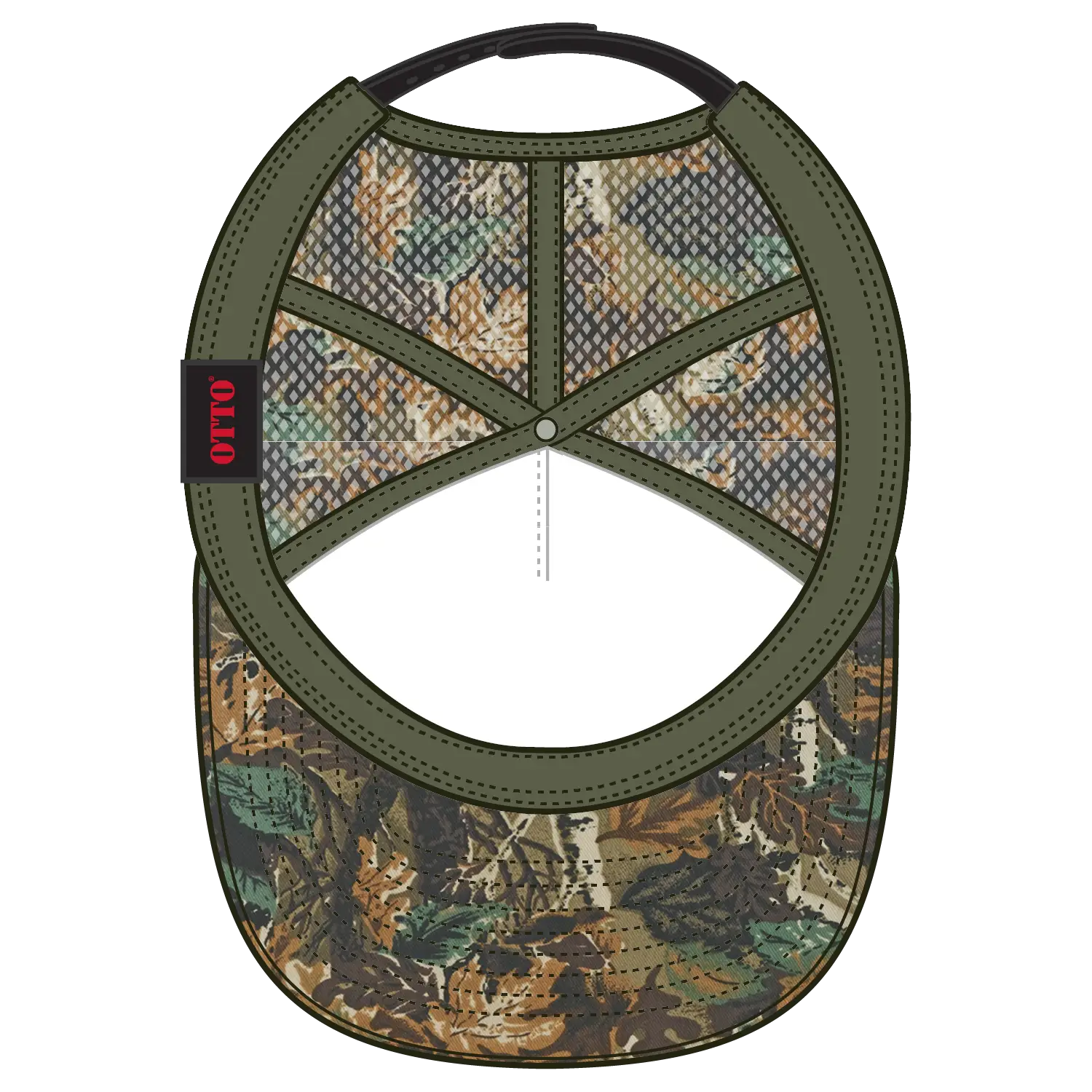 OTTO 132-1037 ’OTTO Snap’ Camouflage 5 Panel High Crown Mesh Back Trucker Cap - 003CPA - 003CPA / 6 1/2’’ - 7 5/8’’