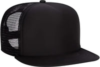 OTTO 132-1037 Polyester Foam Front Flat Visor High Crown Golf Style Mesh Back Cap - Black - Black / One Size Fits Most