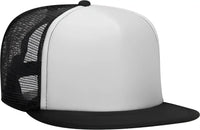 OTTO 132-1037 Polyester Foam Front Flat Visor High Crown Golf Style Mesh Back Cap - Black White Black - Black White