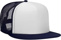 OTTO 132-1037 Polyester Foam Front Flat Visor High Crown Golf Style Mesh Back Cap - Navy White Navy - Navy White