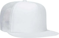 OTTO 132-1037 Polyester Foam Front Flat Visor High Crown Golf Style Mesh Back Cap - White - White / One Size Fits Most