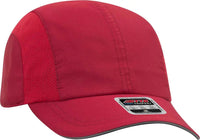 OTTO 133 1240 6 Panel Polyester Pongee with Mesh Inserts and Reflective Sandwich Visor Running Cap Red Red / One Size