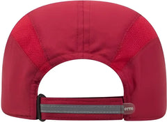 OTTO 133 1240 6 Panel Polyester Pongee with Mesh Inserts and Reflective Sandwich Visor Running Cap Red Red / One Size