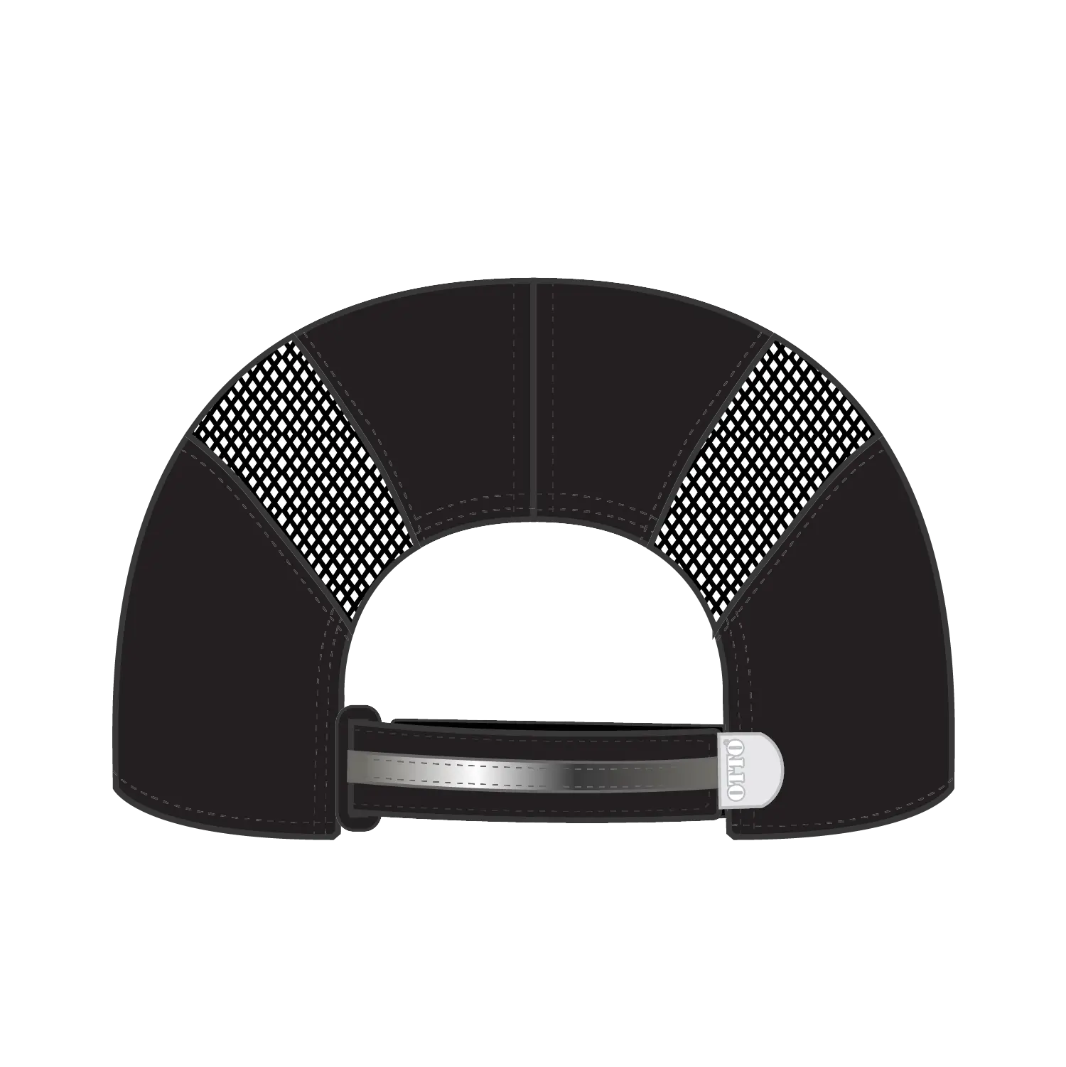 OTTO 133-1240 Reflective 6 Panel Running Cap - Black - Black / 6 1/2’’ - 7 5/8’’