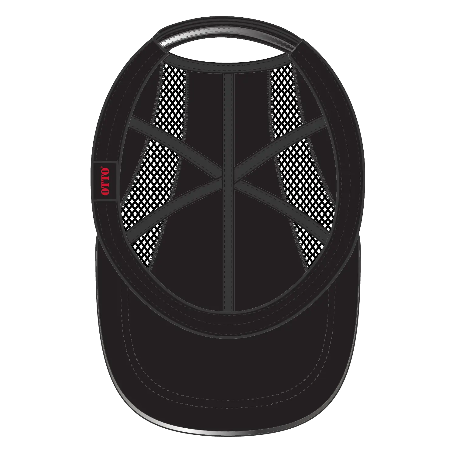 OTTO 133-1240 Reflective 6 Panel Running Cap - Black - Black / 6 1/2’’ - 7 5/8’’