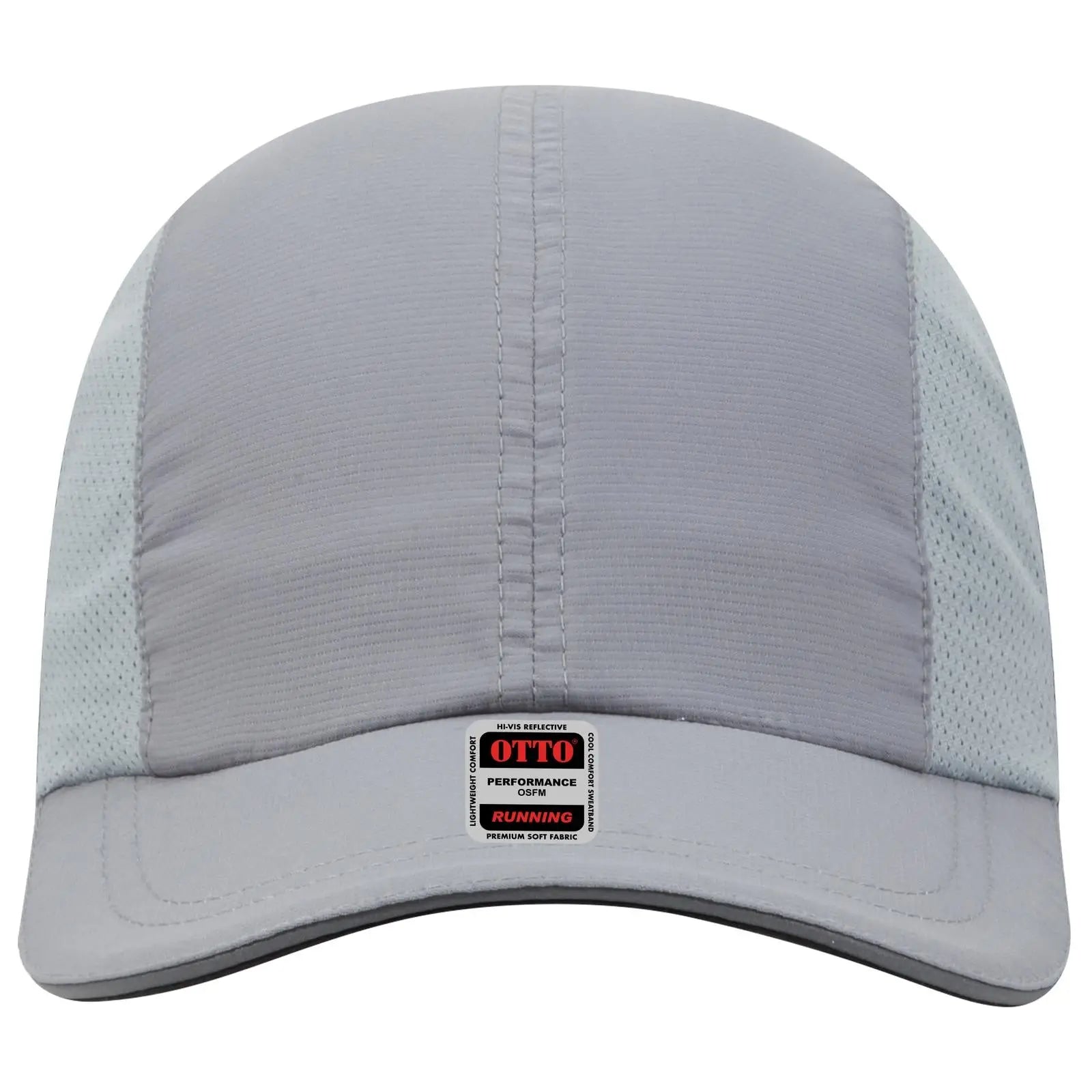 OTTO 133-1240 Reflective 6 Panel Running Cap - Gray - Gray / 6 1/2’’ - 7 5/8’’