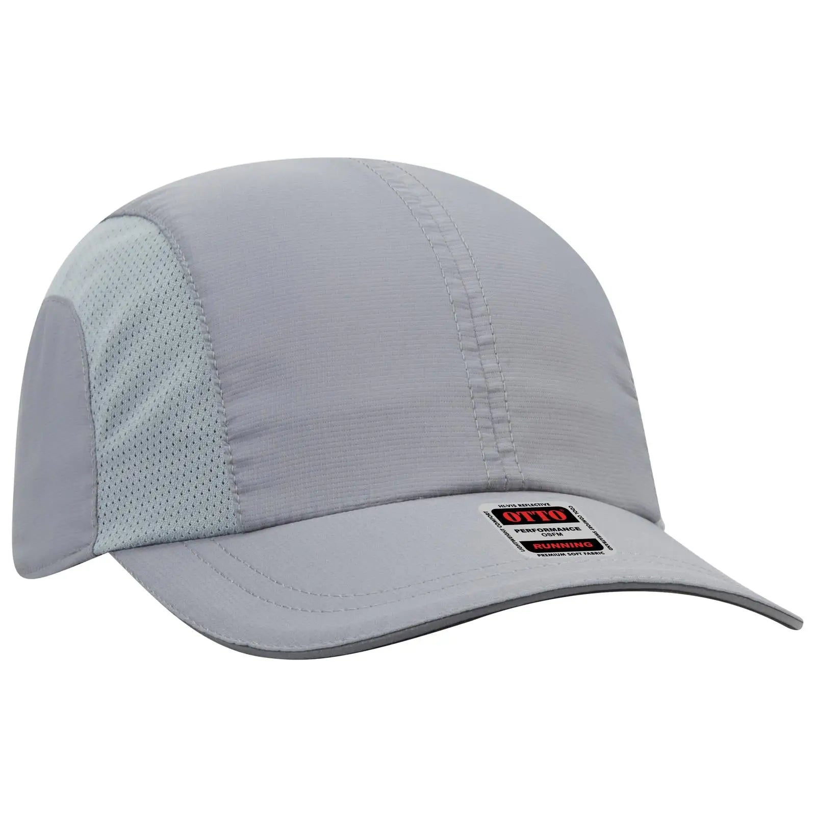 OTTO 133-1240 Reflective 6 Panel Running Cap - Gray - Gray / 6 1/2’’ - 7 5/8’’