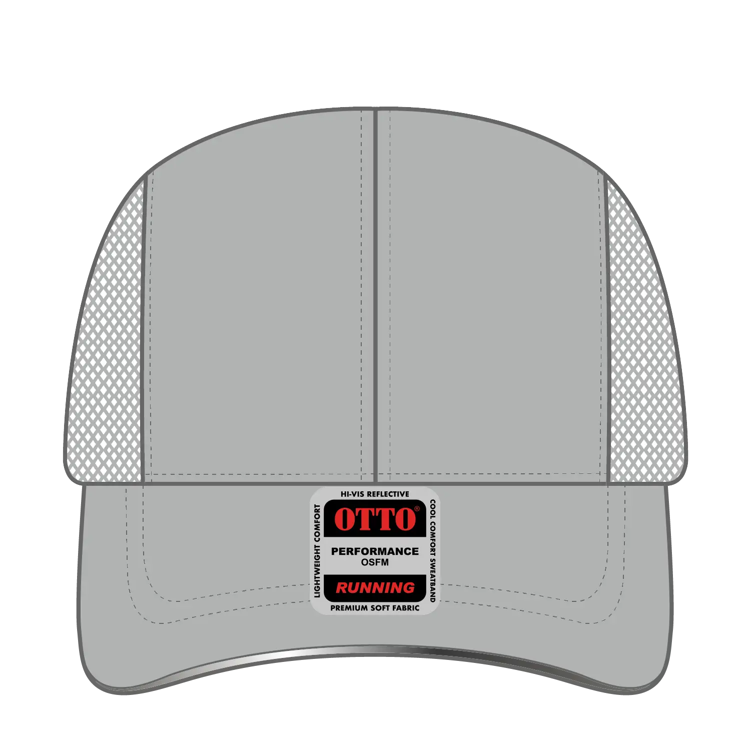 OTTO 133-1240 Reflective 6 Panel Running Cap - Gray - Gray / 6 1/2’’ - 7 5/8’’