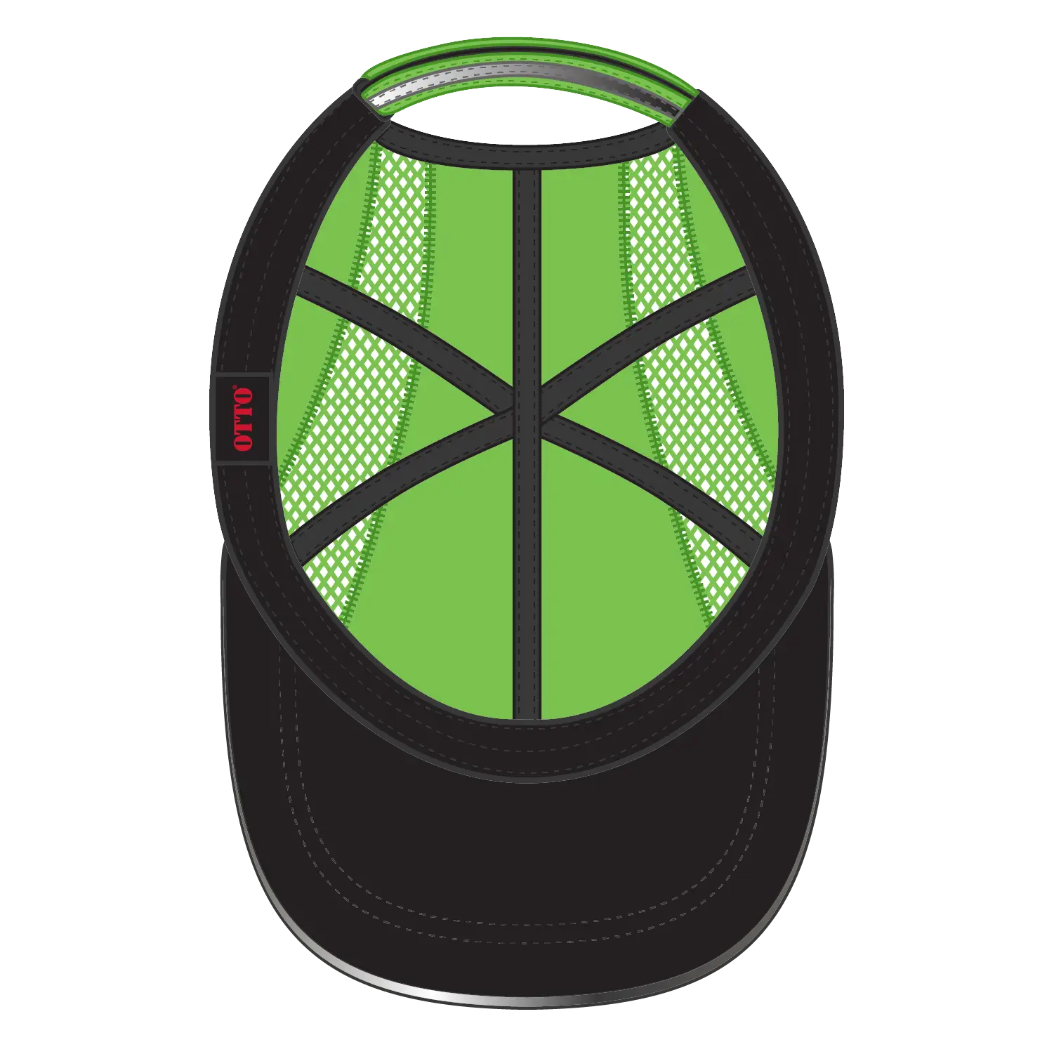 OTTO 133-1240 Reflective 6 Panel Running Cap - N. Green - N. Green / 6 1/2’’ - 7 5/8’’