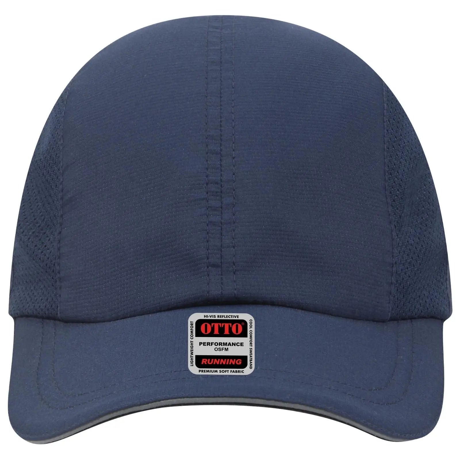 OTTO 133-1240 Reflective 6 Panel Running Cap - Navy - Navy / 6 1/2’’ - 7 5/8’’