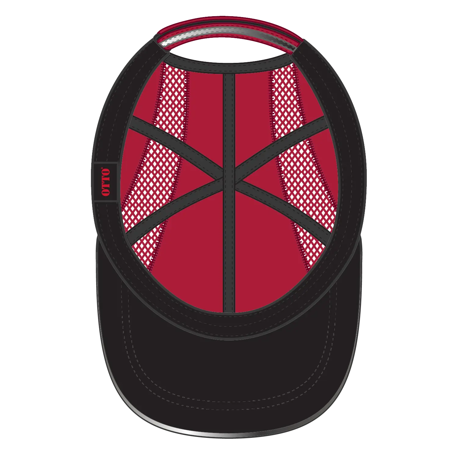 OTTO 133-1240 Reflective 6 Panel Running Cap - Red - Red / 6 1/2’’ - 7 5/8’’