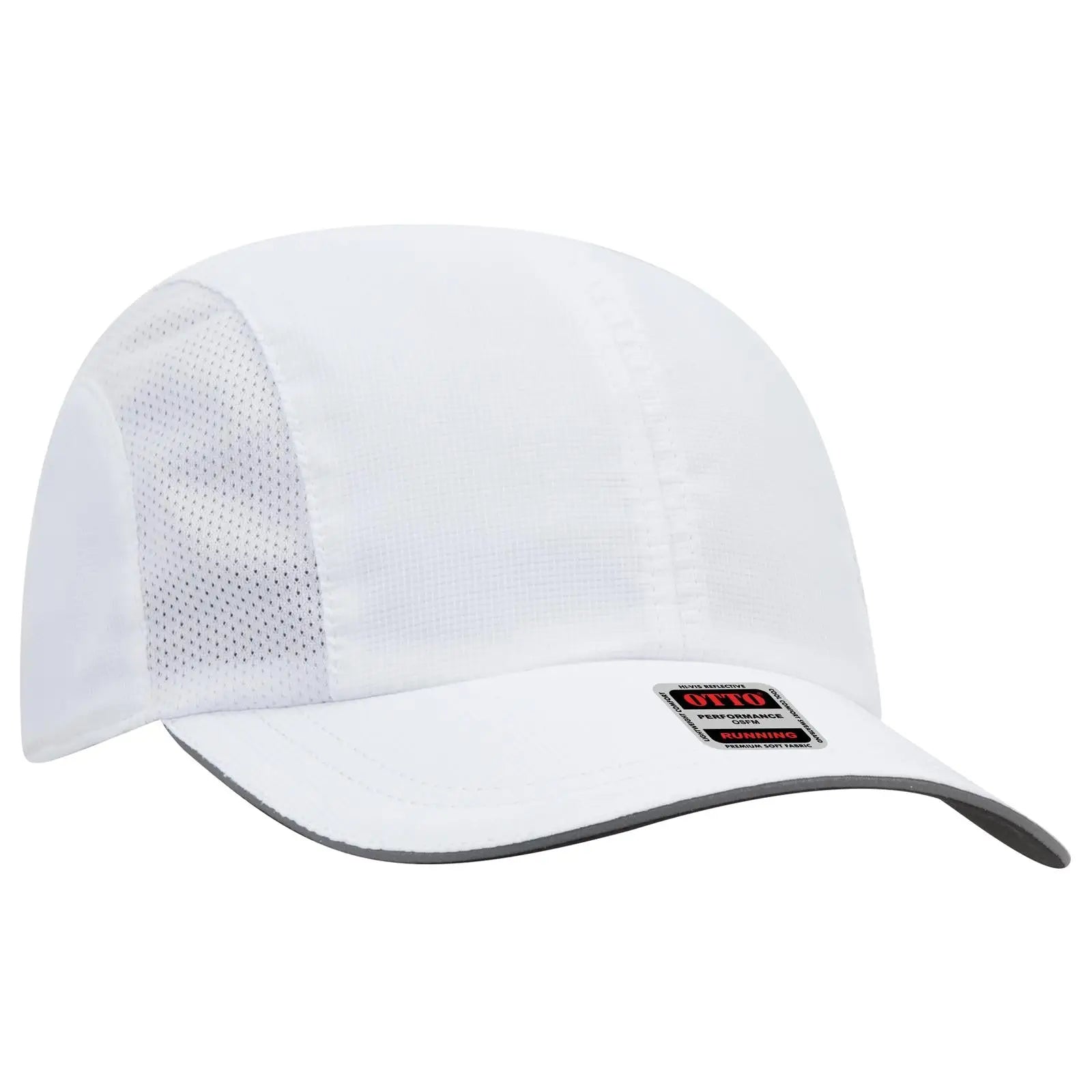 OTTO 133-1240 Reflective 6 Panel Running Cap - White - White / 6 1/2’’ - 7 5/8’’