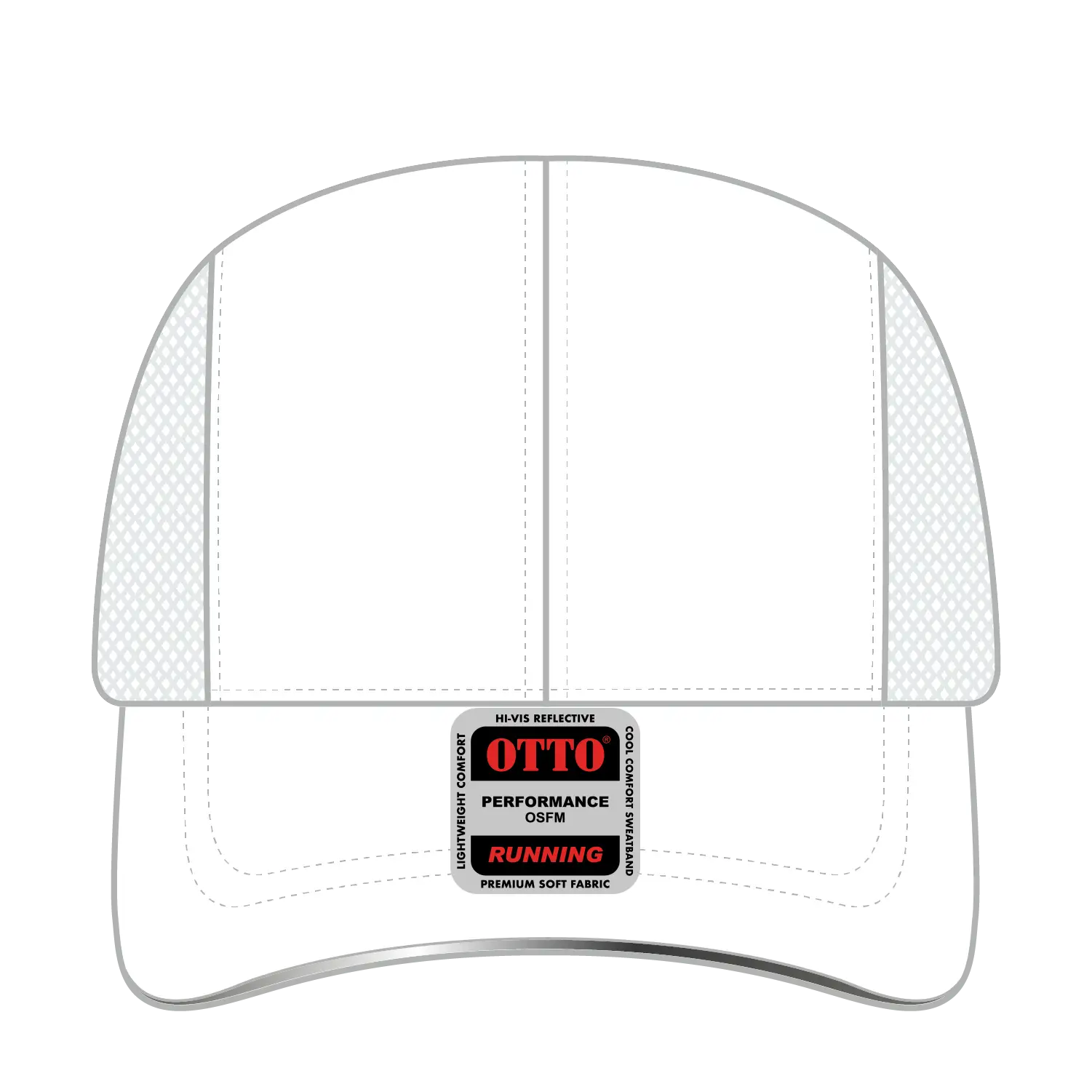OTTO 133-1240 Reflective 6 Panel Running Cap - White - White / 6 1/2’’ - 7 5/8’’