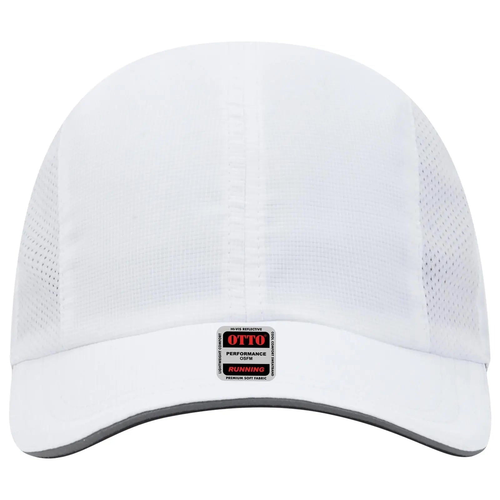 OTTO 133-1240 Reflective 6 Panel Running Cap - White - White / 6 1/2’’ - 7 5/8’’