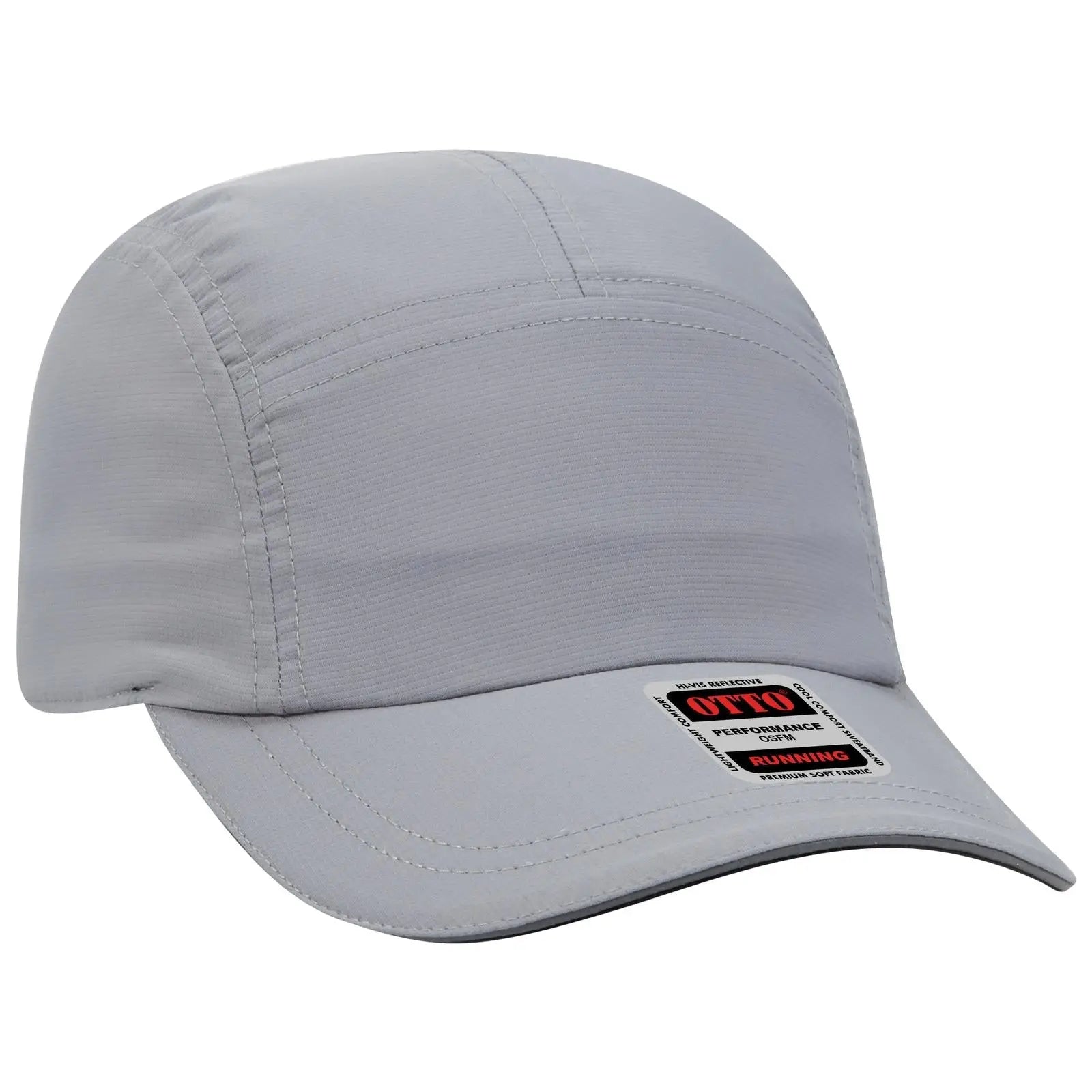 OTTO 133-1252 Reflective 5 Panel Running Cap - Gray - Gray / 6 1/2’’ - 7 5/8’’