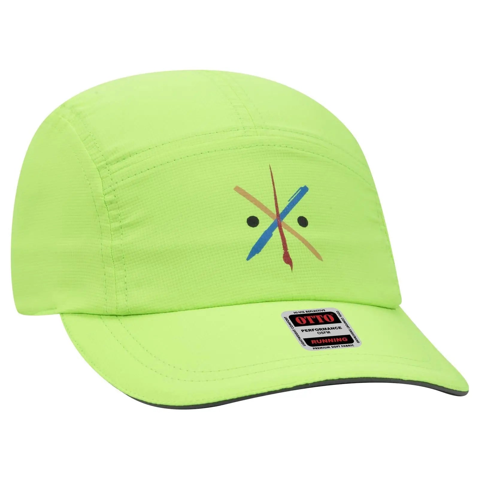 OTTO 133-1252 Reflective 5 Panel Running Cap - N. Green - N. Green / 6 1/2’’ - 7 5/8’’