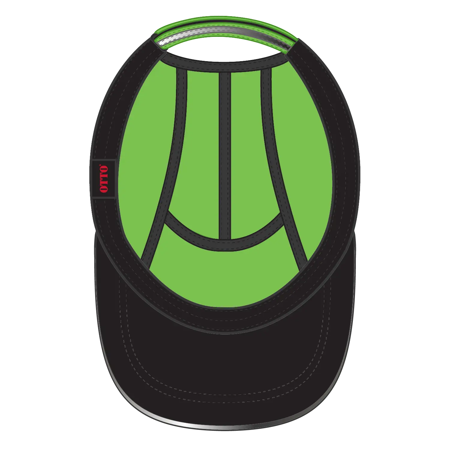 OTTO 133-1252 Reflective 5 Panel Running Cap - N. Green - N. Green / 6 1/2’’ - 7 5/8’’