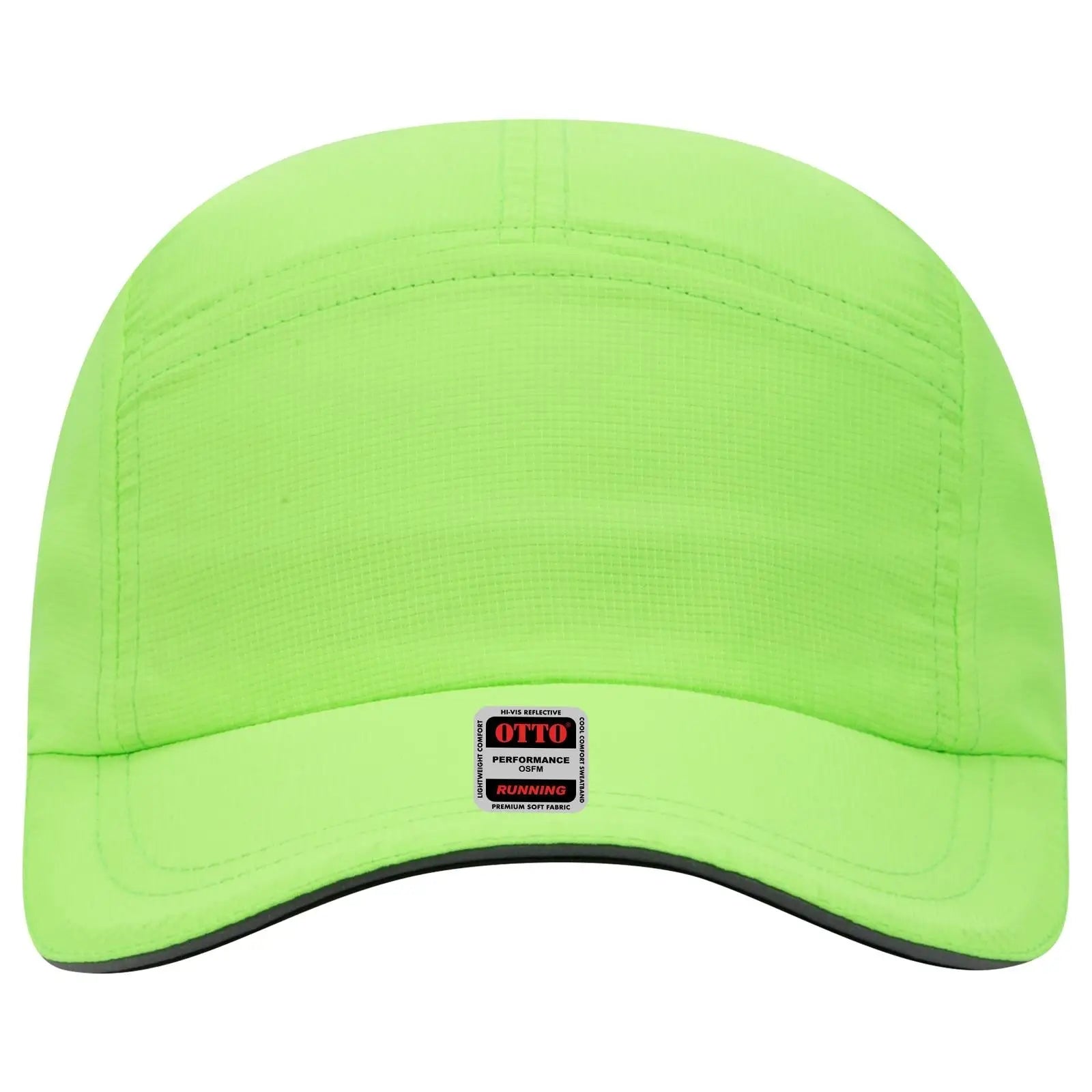 OTTO 133-1252 Reflective 5 Panel Running Cap - N. Green - N. Green / 6 1/2’’ - 7 5/8’’