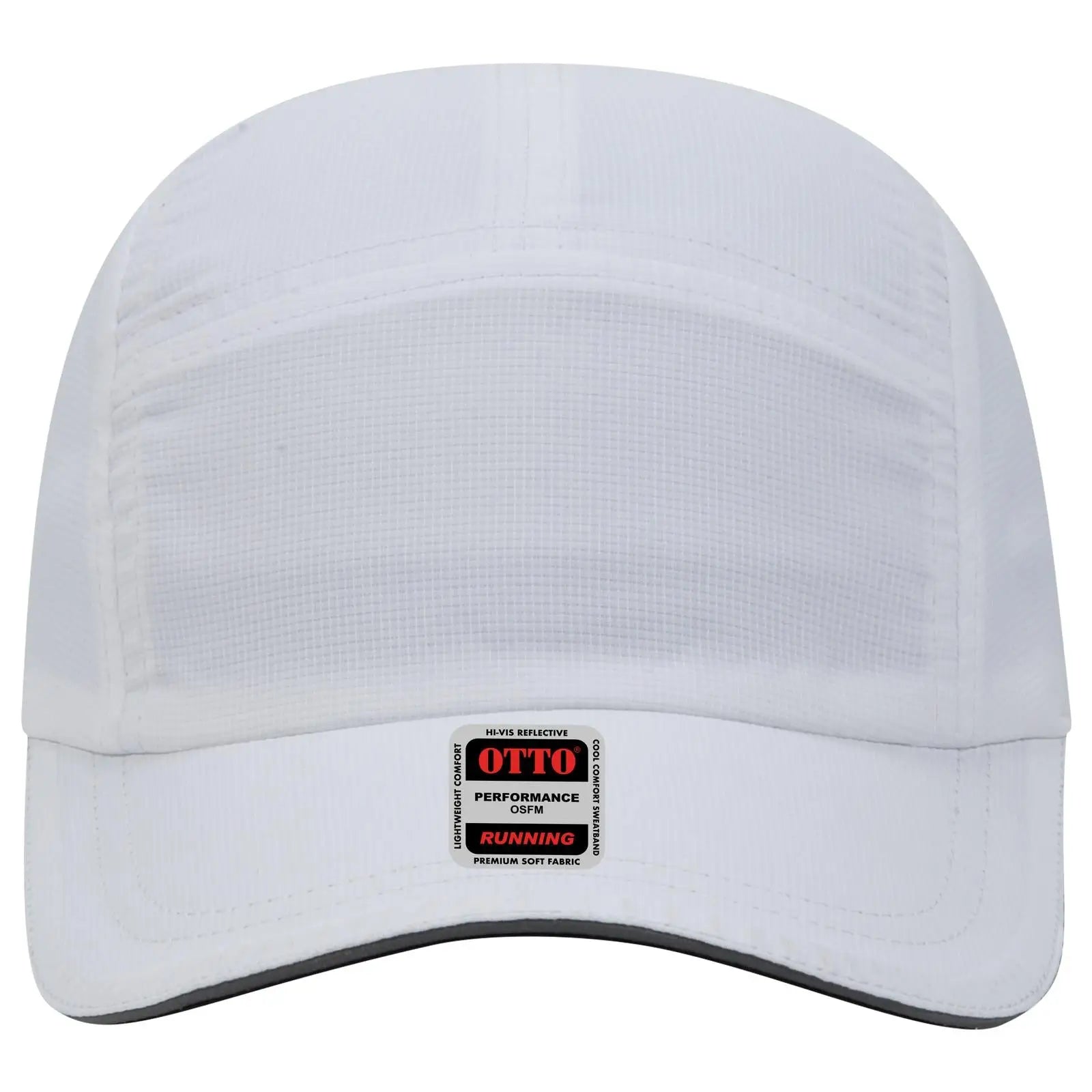 OTTO 133-1252 Reflective 5 Panel Running Cap - White - White / 6 1/2’’ - 7 5/8’’