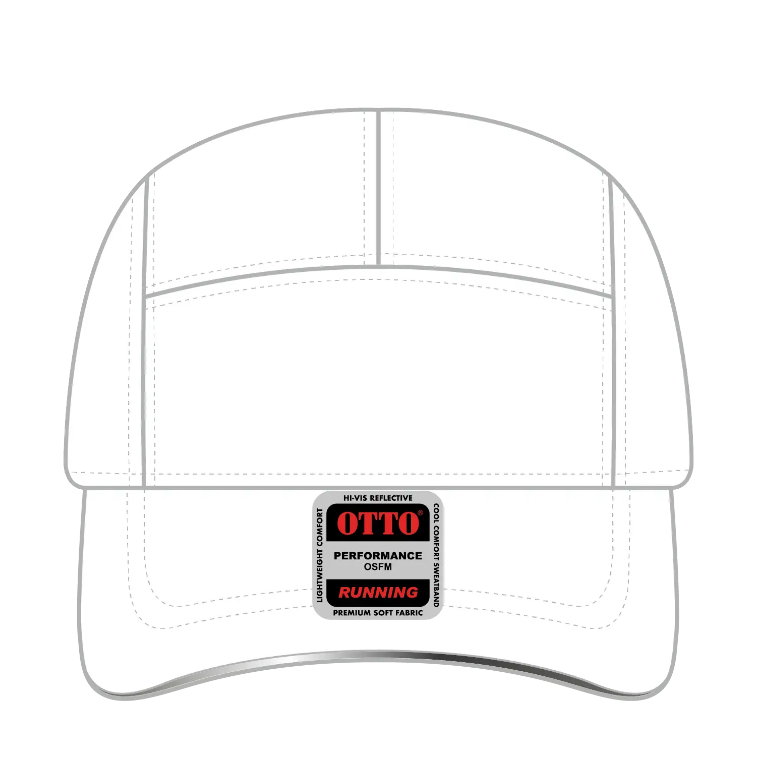 OTTO 133-1252 Reflective 5 Panel Running Cap - White - White / 6 1/2’’ - 7 5/8’’