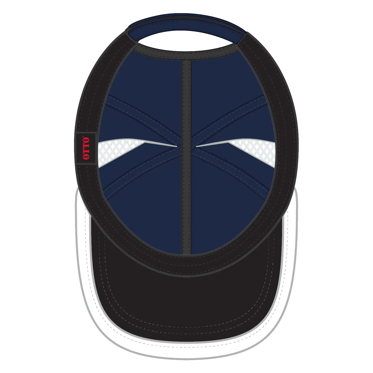 OTTO 133-1254 Upf 50+ 6 Panel Running Cap - Nvy/Wht - Nvy/Wht / 6 1/2’’ - 7 5/8’’